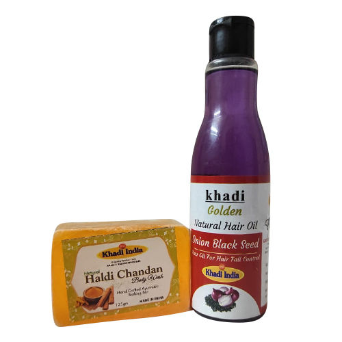 Golden Natural Hair Oil With 125g Natural Haldi Chandan Body Wash Bar