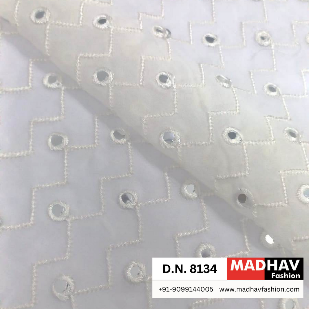 Georgette Mirror Work Embroidery Fabric