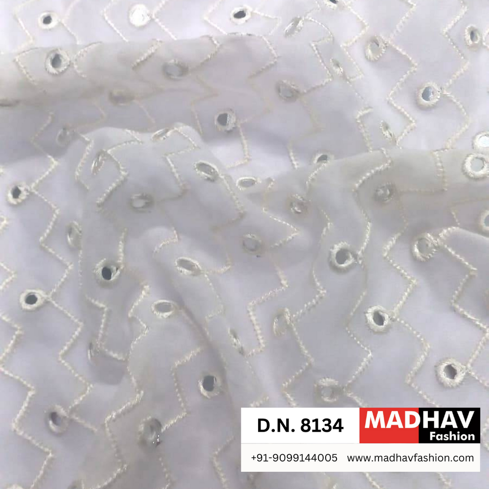 Georgette Mirror Work Embroidery Fabric