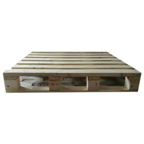 Rectangular Four Way Wooden Pallet - Color: Brown