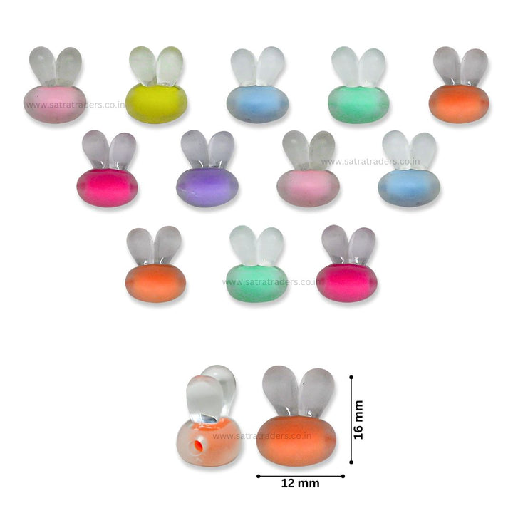 Assorted Frosted Rabbit Head Plastic Beads | Size : 16mm