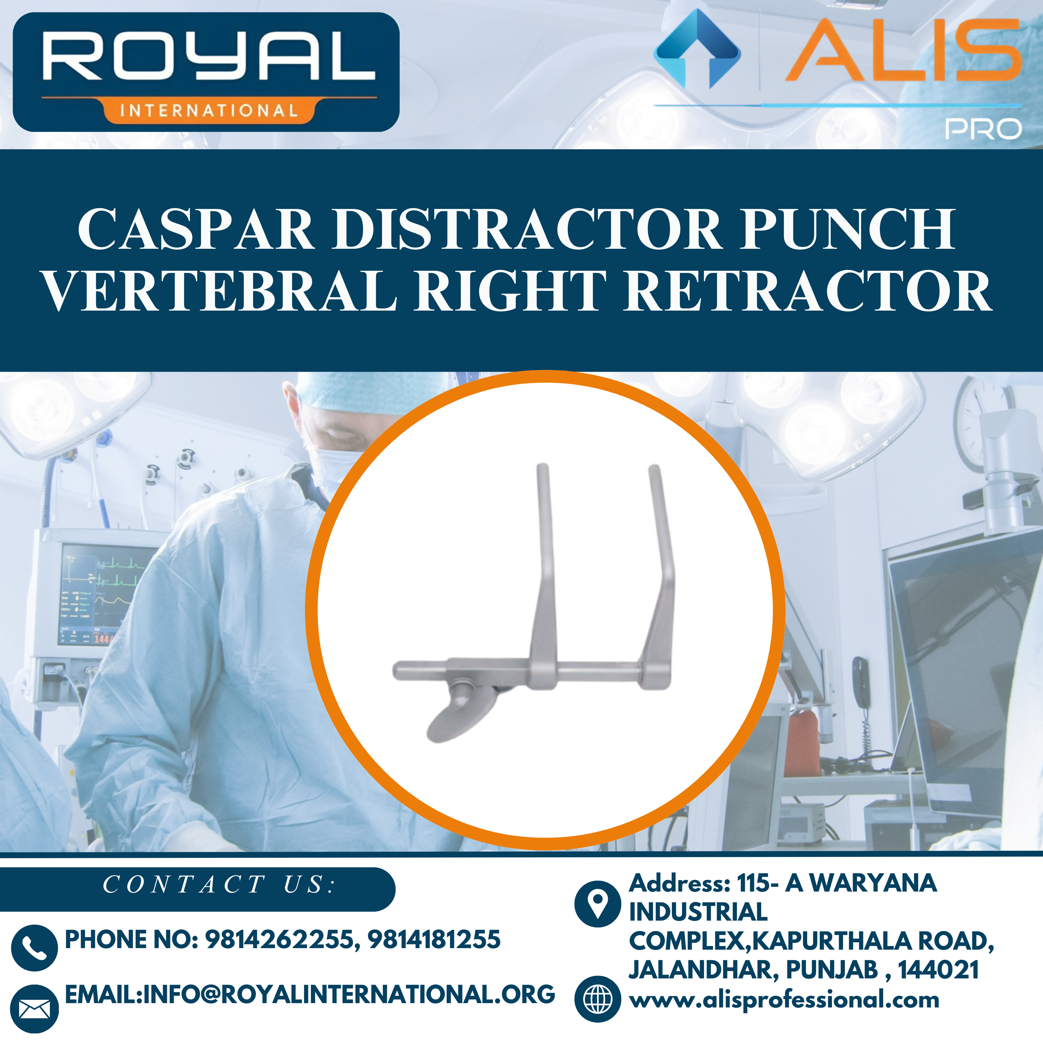 Caspar Distractor Punch Vertebral Right Retractor