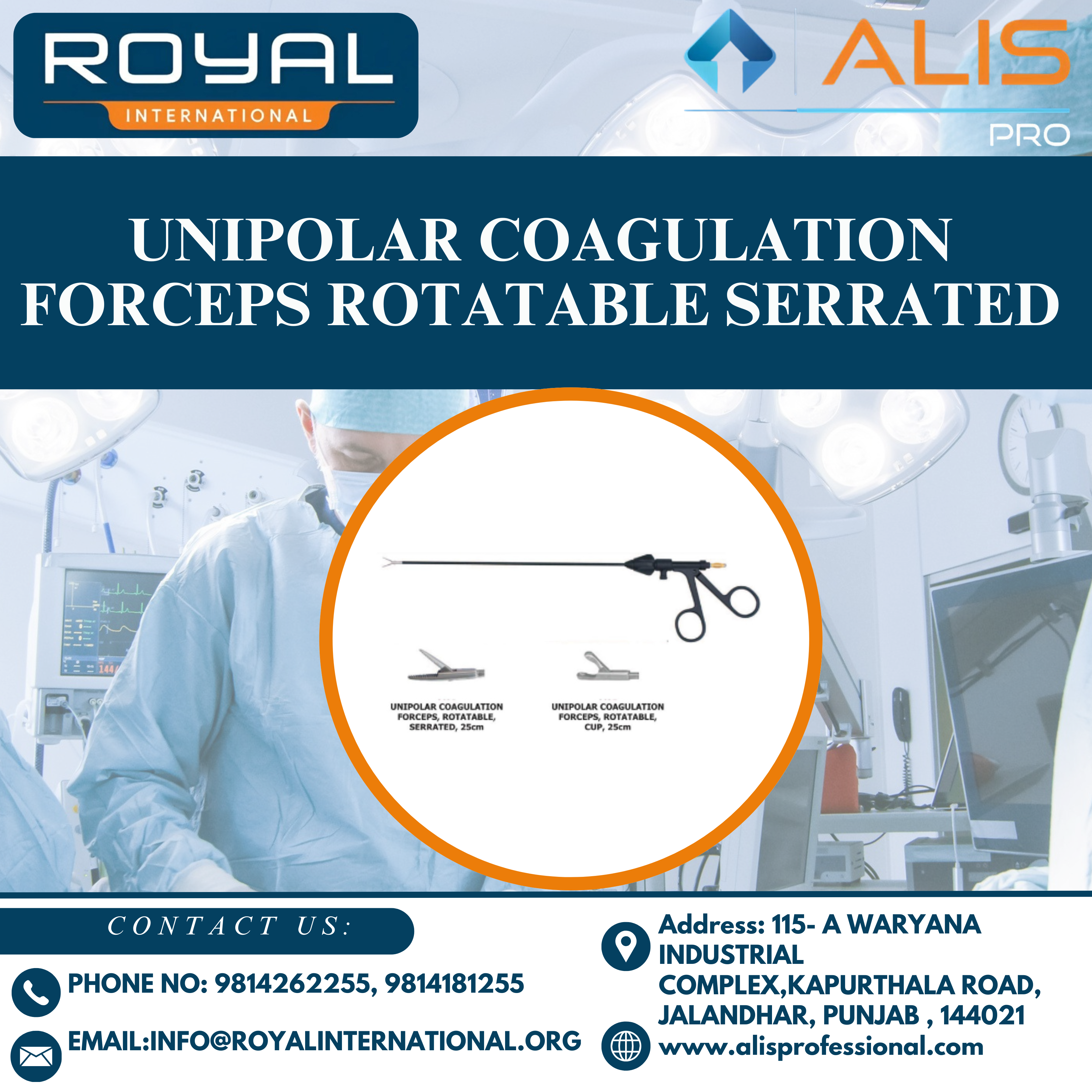 Unipolar Coagulation Forceps Rotatable Serrated