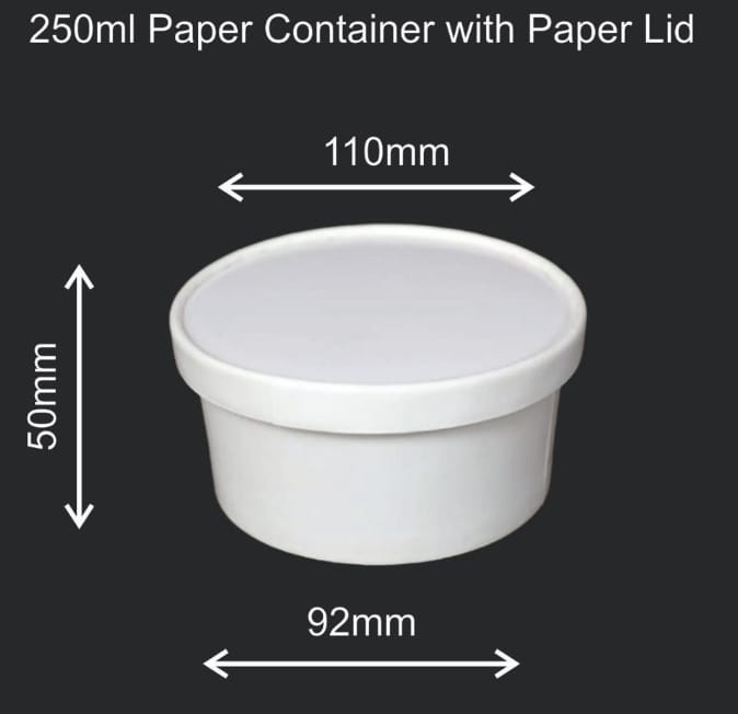 Paper food container - White - 250 ml 