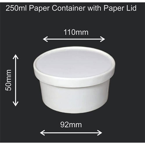 250 Ml Paper Food Container - Color: White