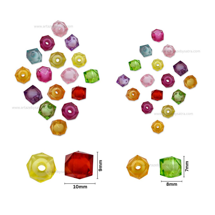 Assorted Translucent Square Plastic Beads