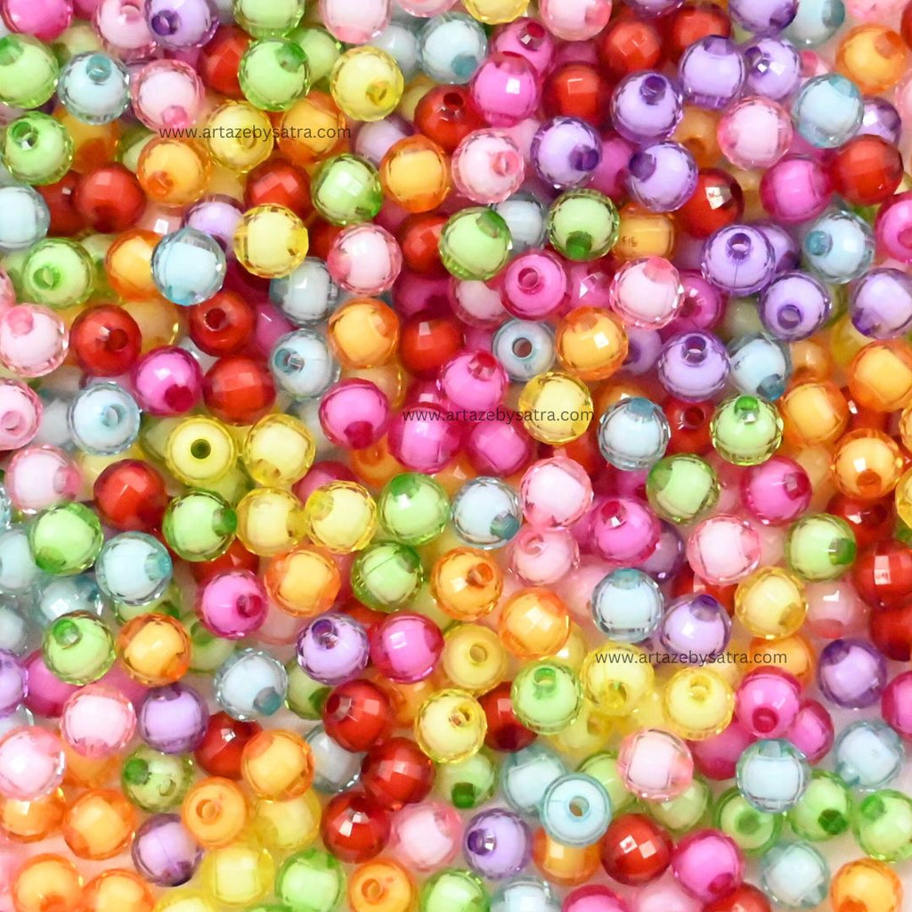 Assorted Translucent Round Plastic Beads - 100g, 8mm & 10mm Sizes | Ideal For Crafting, Jewelry Making & Diy Projects
