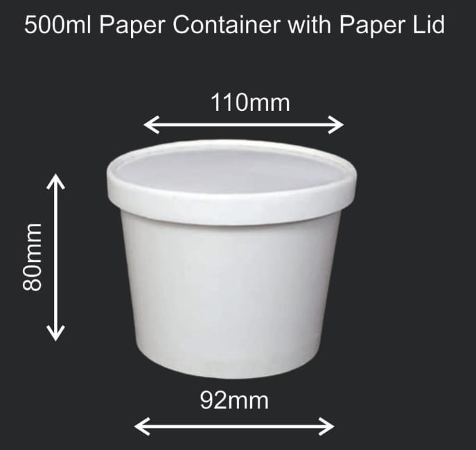 Paper food container - White - 500 ml 