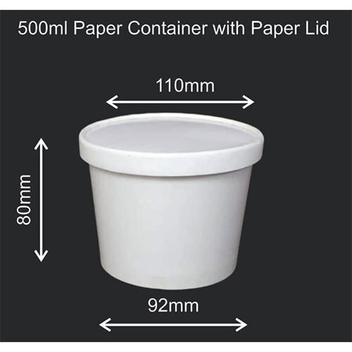 500 Ml Paper Food Container - Color: White