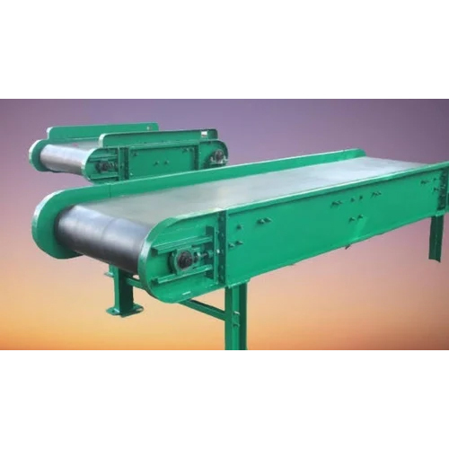 Flat Belt Conveyor - Mild Steel, 5 Foot Length, Green Color | 220 Volt Efficient Load Handling, Customizable Sizes, Easy Installation