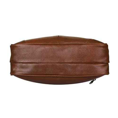 Brown Side Laptop Bag - Leather | 14x3x12 Inches, Rich Brown Color, Sleek Plain Design For Professional Men