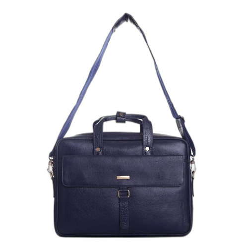 Dark Blue Leather Laptop Bag