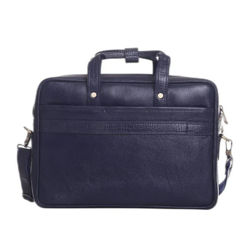 Dark Blue Leather Laptop Bag
