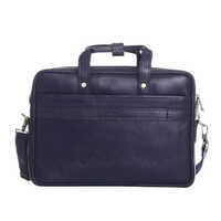 Dark Blue Leather Laptop Bag
