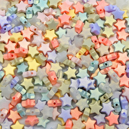 Glossy Matte Star Plastic Beads | Size: 12mm