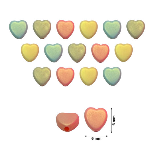 Glossy Matte Heart Plastic Beads | Size: 6mm