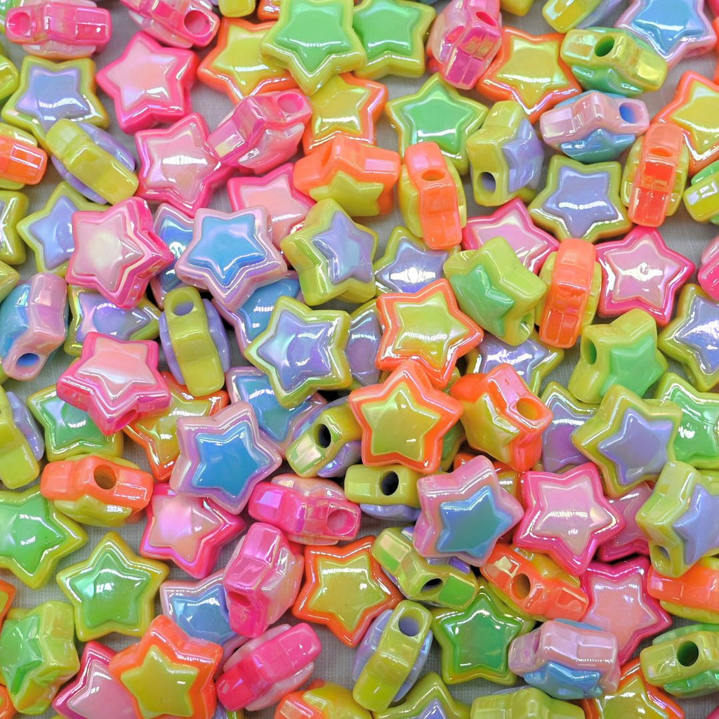 Assorted Star UV Coating Plastic Beads | Size: 17mm | 10pcs Price