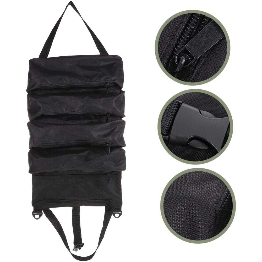 Hardware Kit Organizer For Storage Tools Bag With 5 Zipper Pockets