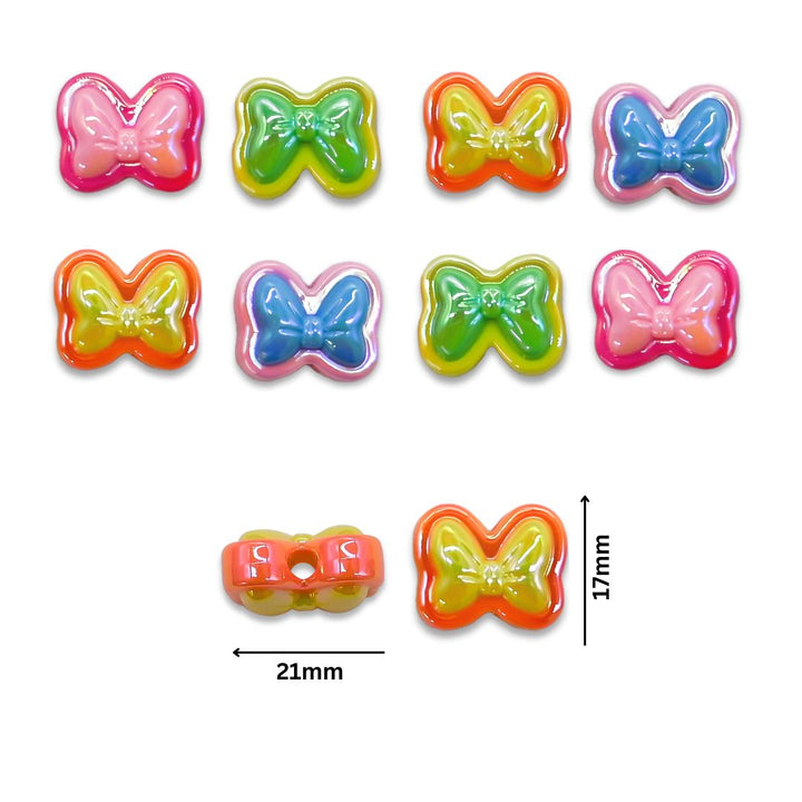 Assorted Bow UV Coating Plastic Beads | Size: 17mm | 10pcs