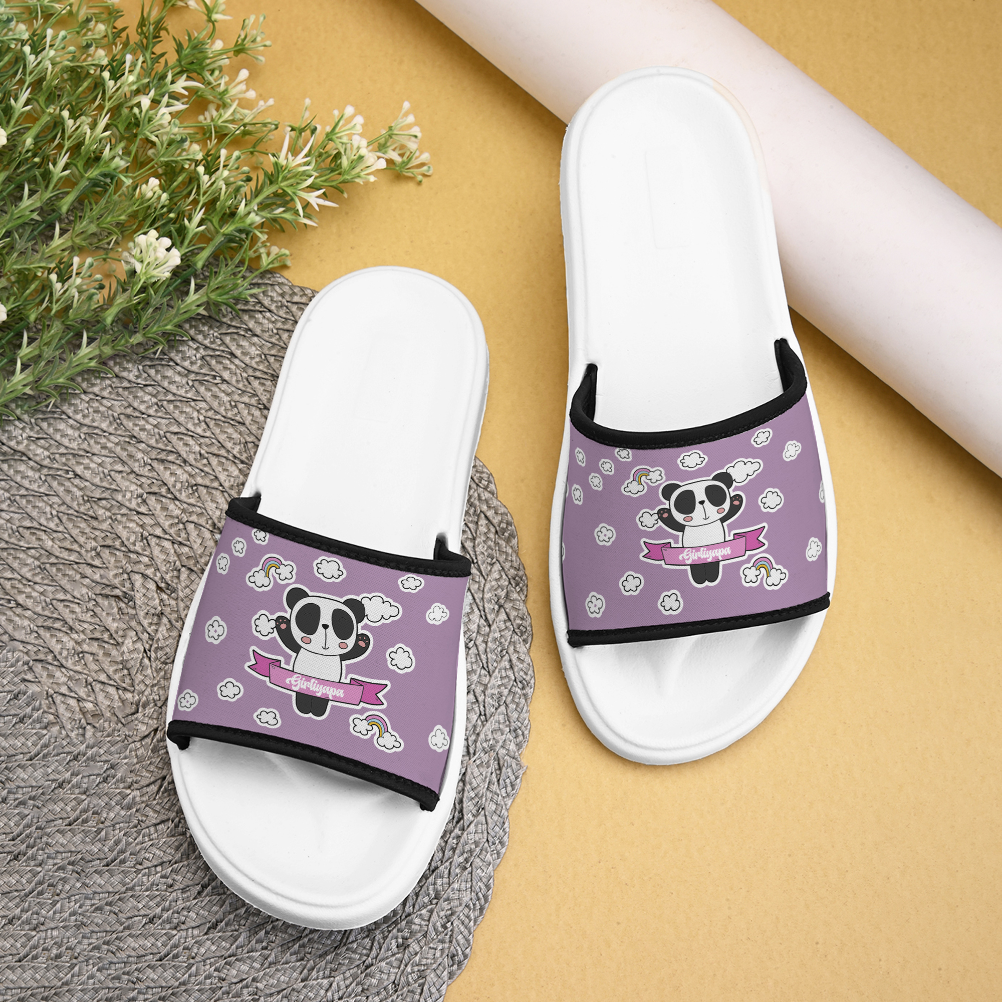 Women Flip Flop Slippers Cute Panda Printed Stylish Chappal for Home & Office - Flexible, Washable Design & Durable