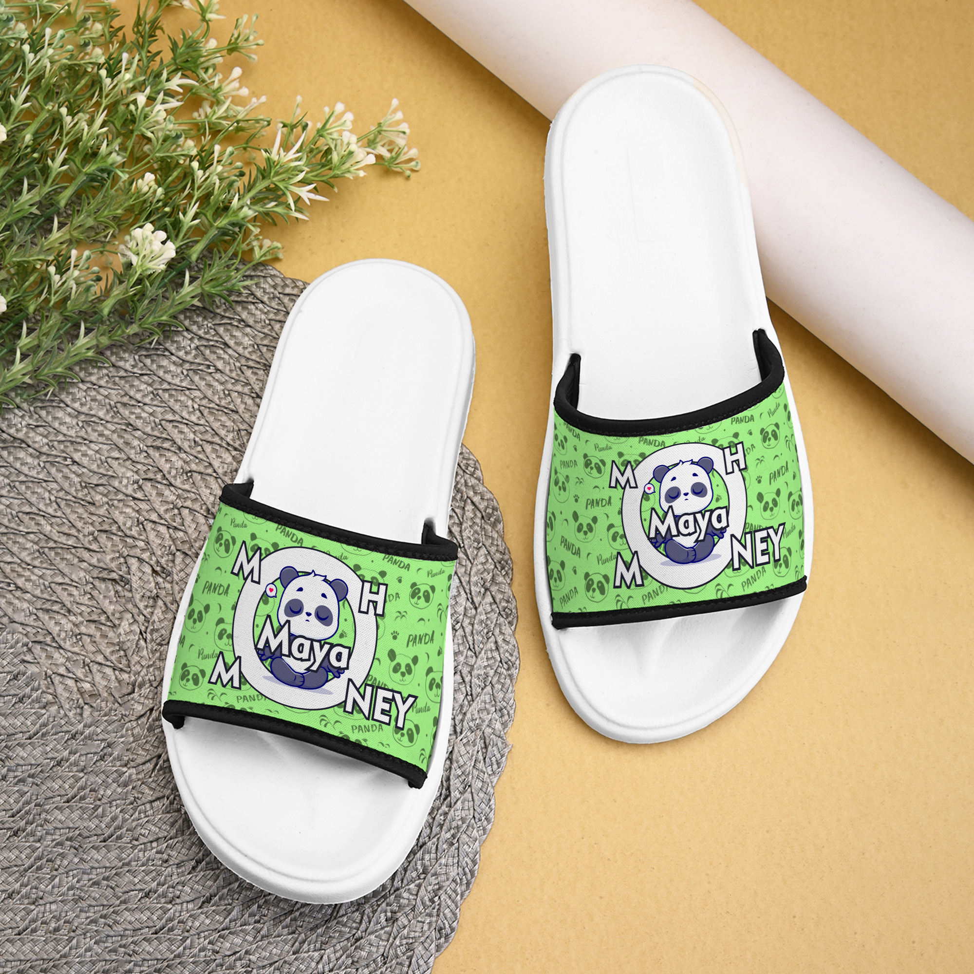 Women Flip Flop Slippers Cute Panda Printed Stylish Chappal for Home & Office - Flexible, Washable Design & Durable