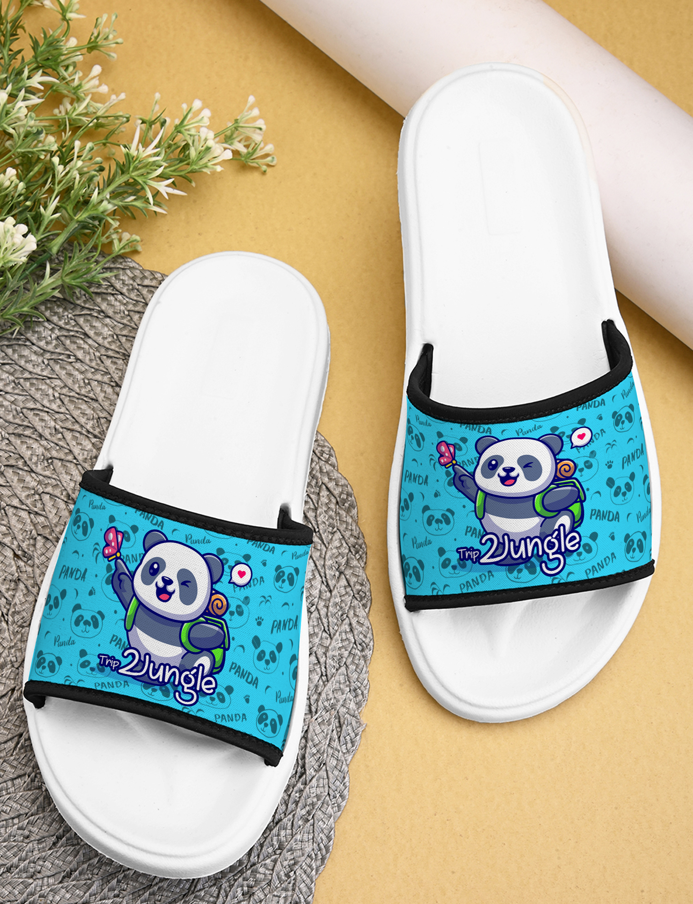 Women Flip Flop Slippers Cute Panda Printed Stylish Chappal For Home & Office - Flexible, Washable Design & Durable - Color: Different Available