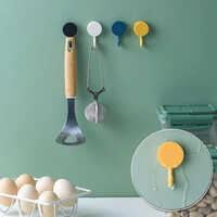 10 Pcs Multi Color Adhesive Round Hook - Plastic, Standard Size | Versatile Indoor Use, Holds Up To 1 Kg, Fun Bright Colors