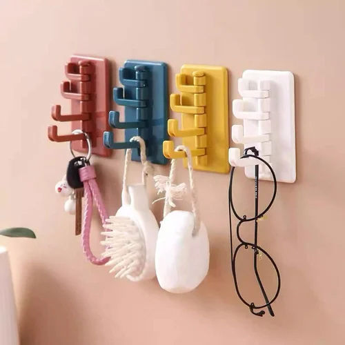 Self-Adhesive Multiuse 4 Cloves Wall Hook - Color: Multicolour