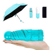 Capsule Design Umbrella - High-quality Polyester, Standard Size, Stylish Blue Color - Durable, Foldable With Comfortable Plastic Handle