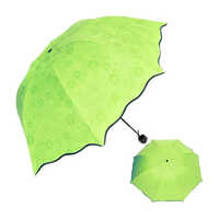 Fancy Magic Umbrella - Polyester Material, Standard Size, Green Color | Foldable Design, Durable Stainless Steel Handle, Heavy Rain Resistance
