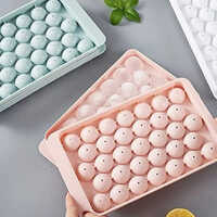 Circle Ice Cube Tray - High-quality Plastic, Free Size, Pink Color | 33 Cavity Rectangular Design, Easy Release Coated Surface