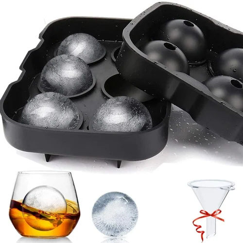 Ice Cube Trays Silicone Ice Ball Maker - Color: Black