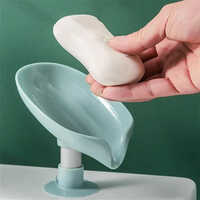 Suction Drain Soap Tray - Pvc, Small Size, Oval Shape, Multi-color, Glossy Finish | Unique Suction Design For Easy Placement And Maintenance