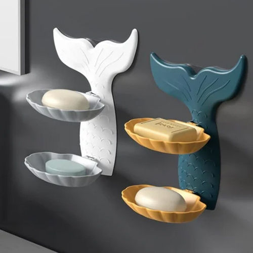 Self Adhesive Mermaid Shape Soap Stand For Bathroom Wall - Color: Various Available