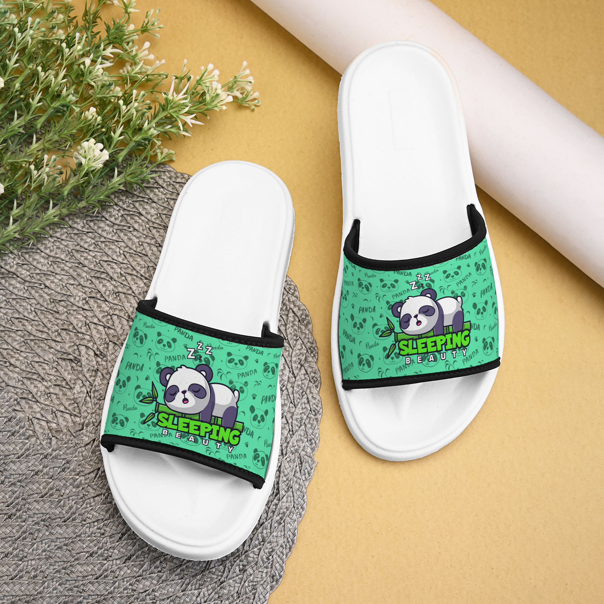 Women Flip Flop Slippers Cute Panda Printed Stylish Chappal for Home & Office - Flexible, Washable Design & Durable