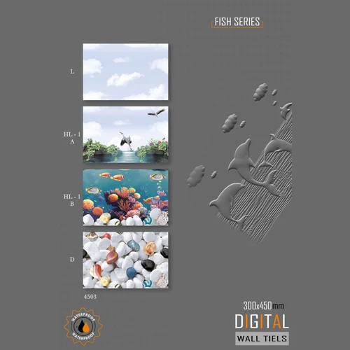 300 X 450mm Bathroom Wall Tiles - Ceramic Material, Polished Finish , Multi-Color Options for Versatile Bathroom Aesthetics