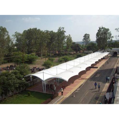 Tensile Fabric Canopy Roof For Car Parking - Color: White