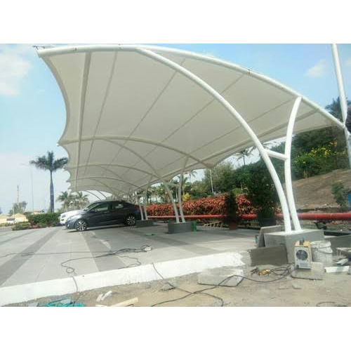 Pvc Car Parking Tensile Structure - Color: White