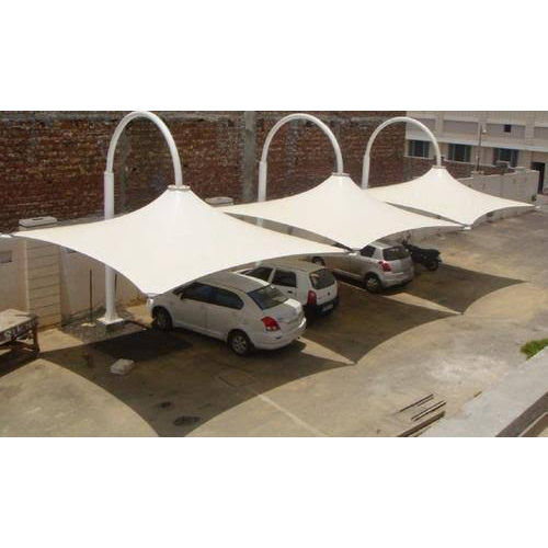 Pyramid Tensile Fabric Car Parking Shed - Color: White