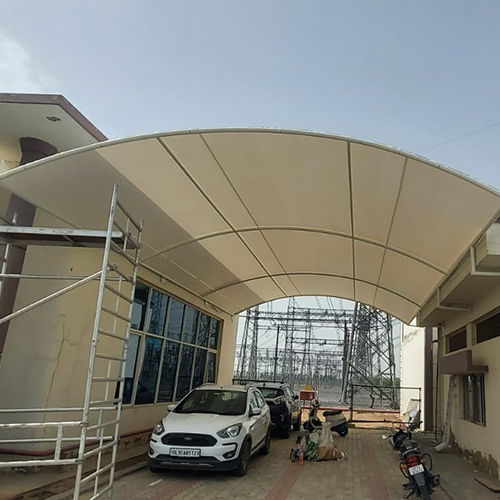 Pvc Coated Fabric Tensile Car Parking Shed - Color: White