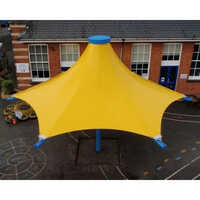 Yellow Conical Tensile Structure - High-quality Pvc Material, Easy To Install, Vibrant Yellow Color | Versatile Outdoor Shelter For Events And Dining