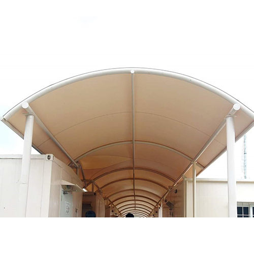 Curved Walkway Tensile Structure - Color: White