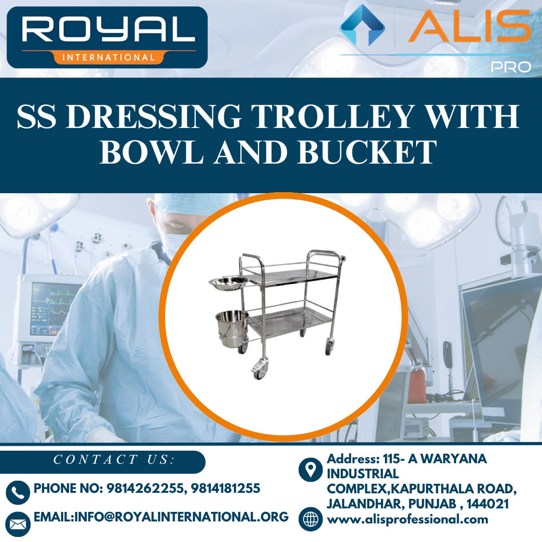 Ss Dressing Trolley With Bowl And Bucket