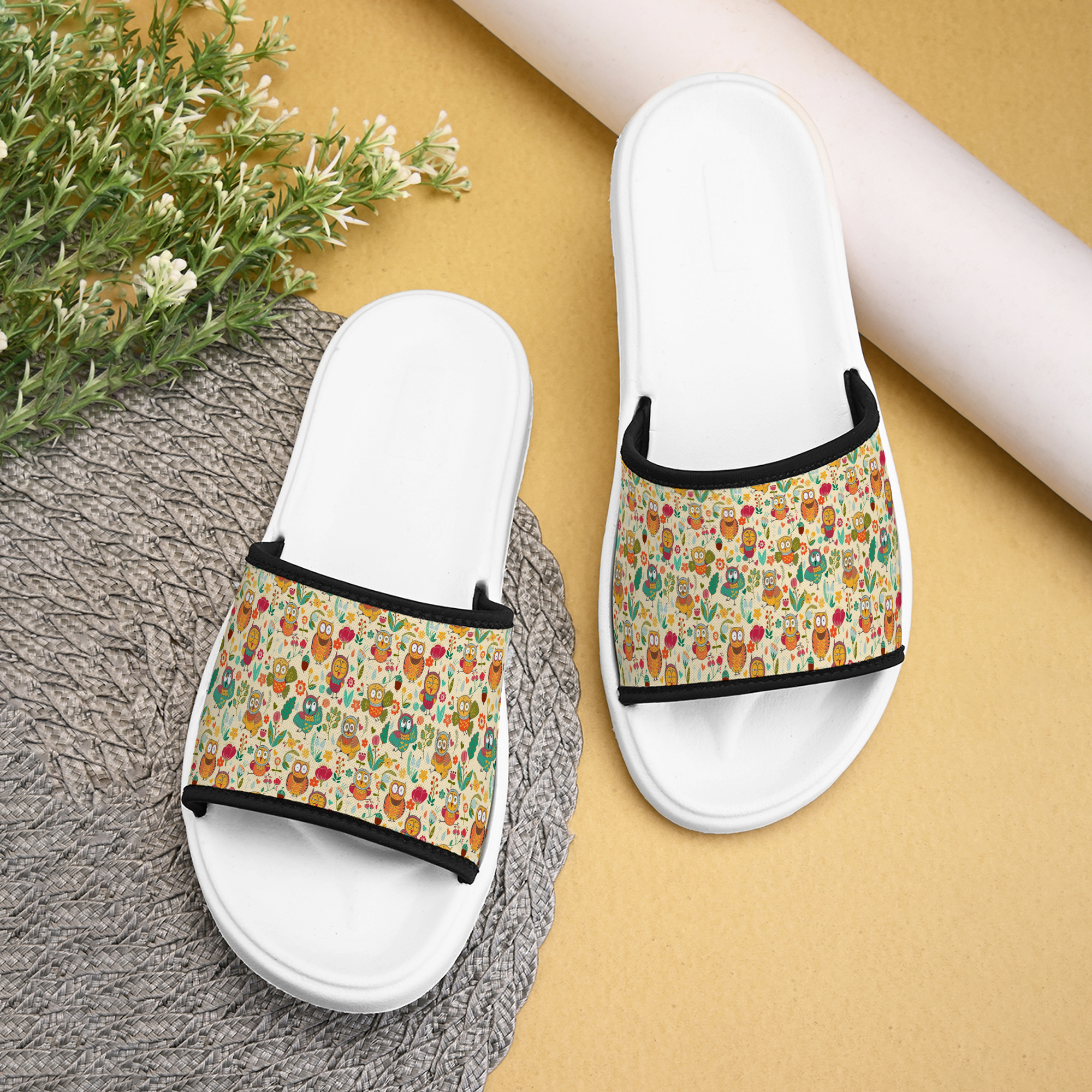 Abstract Printed Women Slippers Flip Flop for Cute Girls Stylish Chappal with Durable, Lightweight & High Graphics Designer