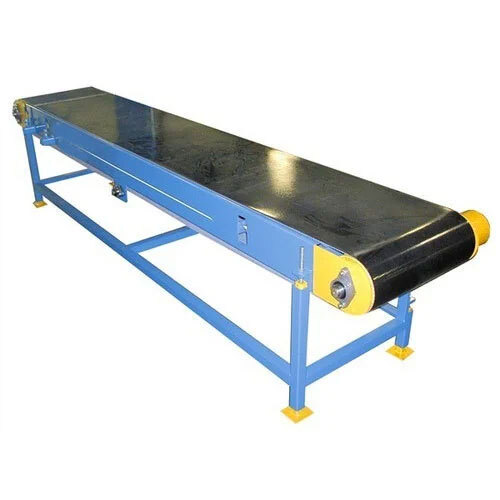 Flat Belt Conveyor - Mild Steel, 10-20 Feet Length, Blue Color | Efficient for Industrial Use, Easy Installation, 1-Year Warranty