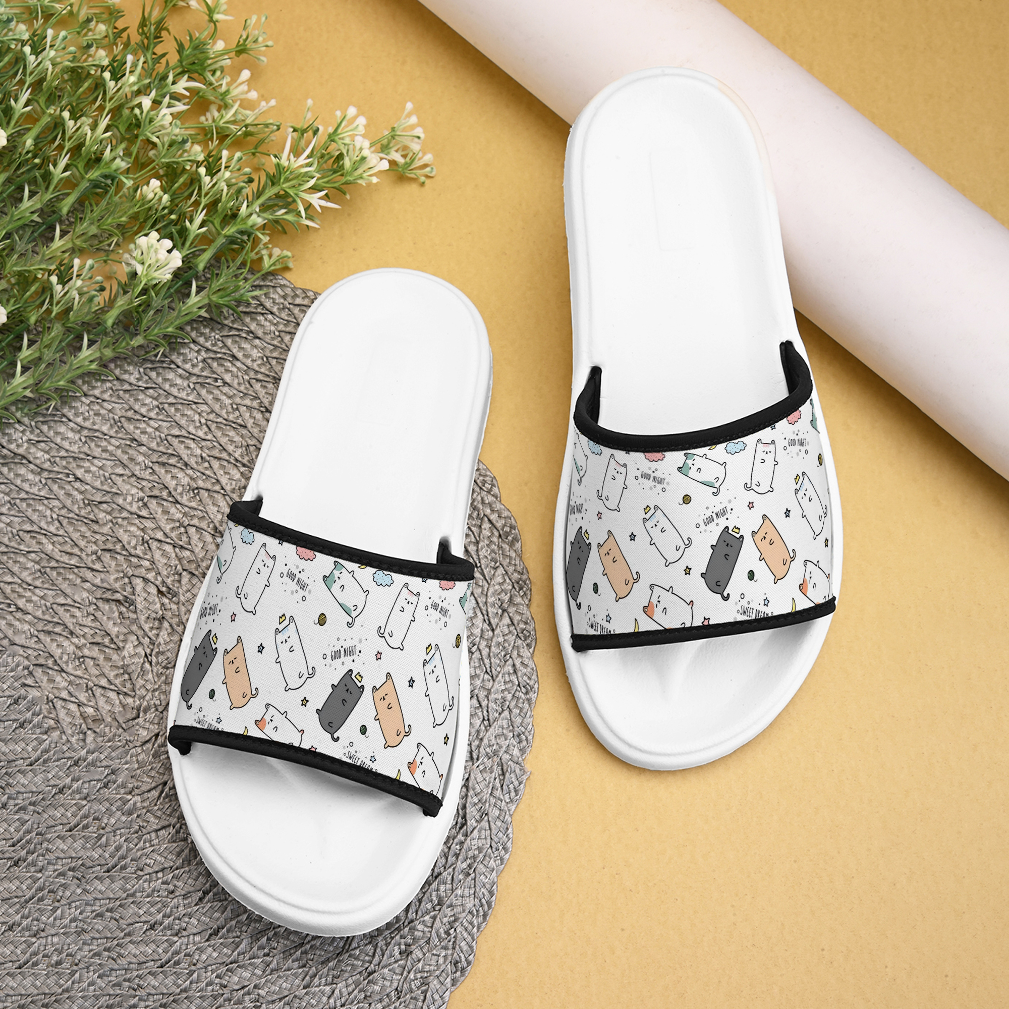 Abstract Printed Women Slippers Flip Flop for Cute Girls Stylish Chappal with Durable, Lightweight & High Graphics Designer