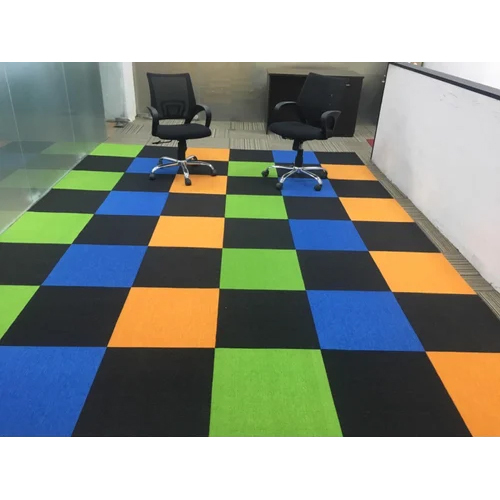Modular Welkin Colors Carpet Tile - Polypropylene, 2x2 Feet, Multicolor, Thickness 5-9mm | Non-Slip, Matte Finish, Ideal for High Traffic Areas