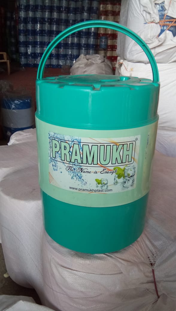 Pramukh Jar - Plastic Material, 14 Inch Dimension | 17 Kg Loading Capacity, Available In Red, Blue, Orange, Green Colors
