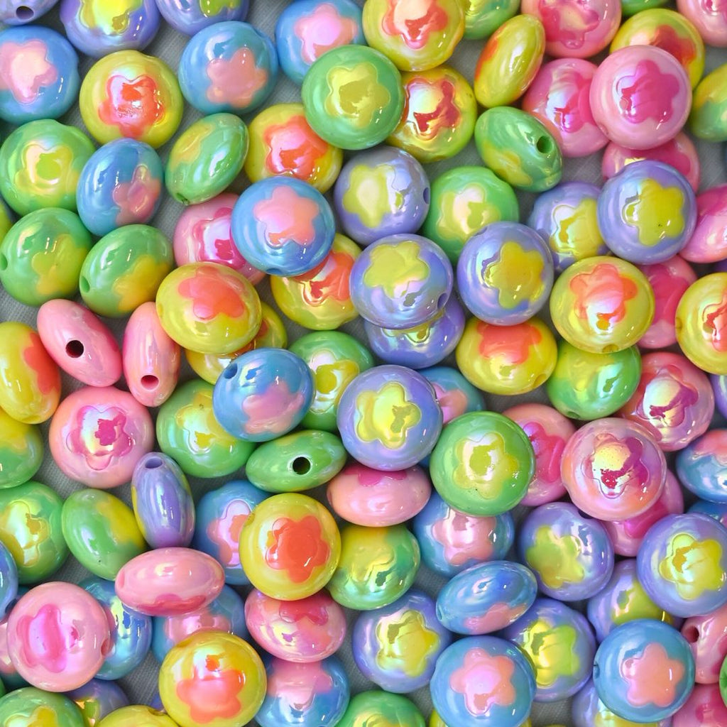 Assorted Round UV Coating Plastic Beads | Size: 18mm | Qty: 10pcs