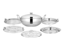 Stainless Steel Idli Cooker And Steamer - Color: Silver